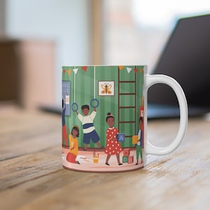 Kindergarten Classroom Mug: Black Teacher, Diverse Students