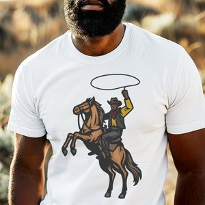 Cowboy Roping Shirt - Erwachsene Unisex - Afroamerikaner - Lasso werfen - Büffel Soldaten - Afroamerikaner - Rodeo Stil - Wilder Westen
