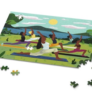 Outdoor Yoga Puzzle - Black Yogi - Health and Wellness - African American Puzzles - Yoga Instructor - Brown People - Fitness Gifts