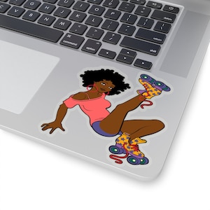 Roller Girl Sticker - African American Stickers - Roller Derby - Soul Sister - Black Girl Magic - Roller Skate Art - Laptop Decal