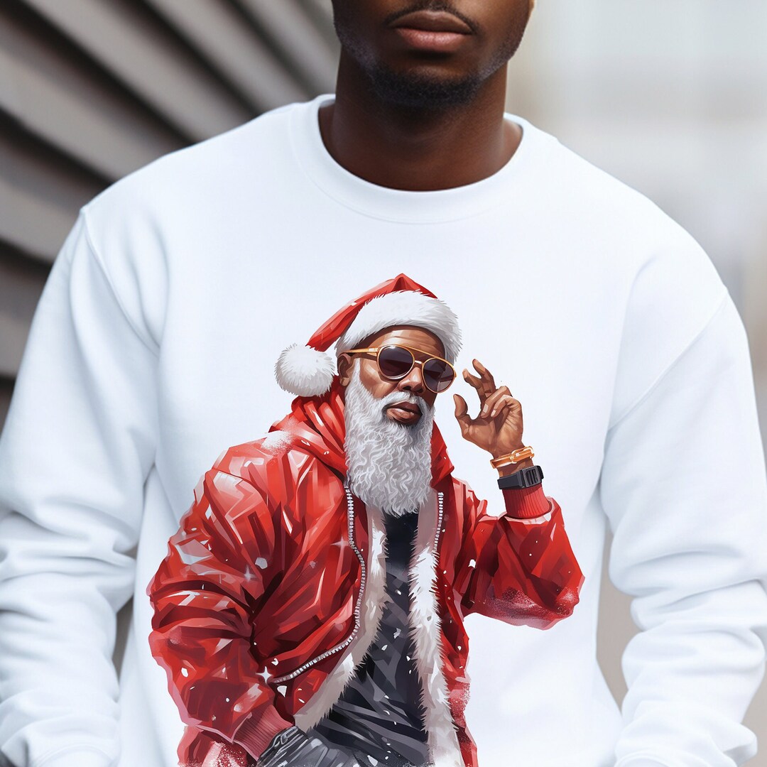 Urban Santa Claus Sweatshirt – Black Man Christmas Holiday Top