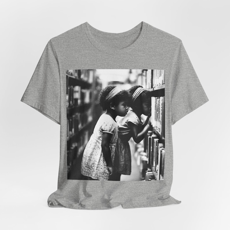 Black Girls Reading T-Shirt: Library Explorers, Afro Education Athletic Heather