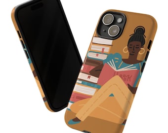 Black Woman Reading Book Phone Case - Bookish Reader Gift