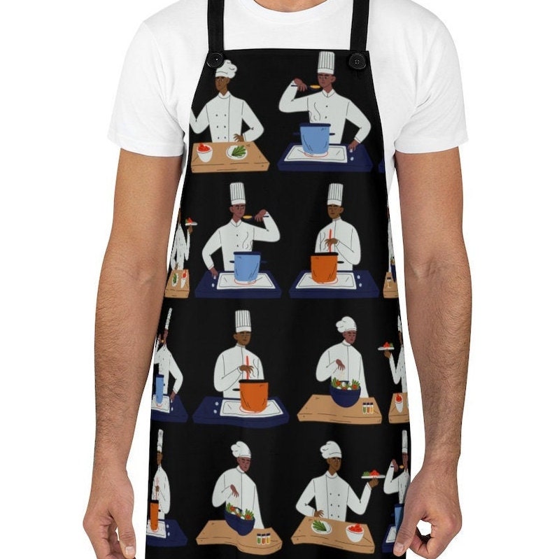 Black Chef Apron African American Aprons Black Men Cook Etsy
