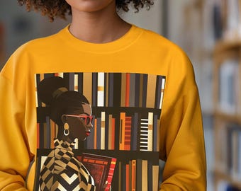 Black Woman Book Lover Sweatshirt | Literary Scholar Crewneck