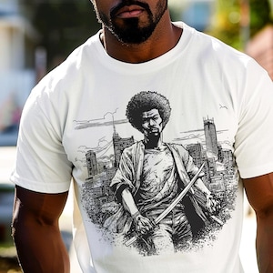 Afro Samurai Shirt: Black Man Line Art Tee