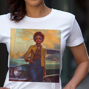 Classic Woman Shirt - 70s Vibe - Old School Cool - Melanin Lady - Afro Hair - Vintage Culture - Black Women Art - Short Sleeve Tee