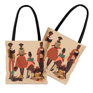 Black Readers Tote Bag - Bookish Gift - Brown Skin Illustration - Library Bag - Reading Lover - Black Girls Read - Literary Accessory