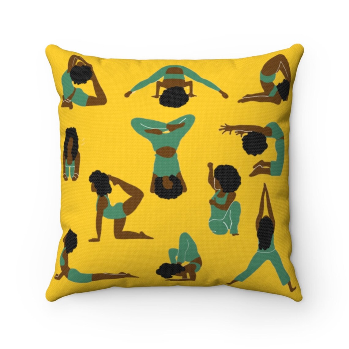 Yoga Poses Pillow African American Pillows Afrocentric Etsy