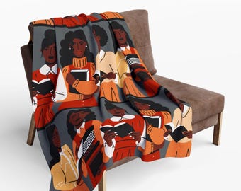 Brown Readers Blanket - Black Girls Read - Gift for Writer - Bookish Gifts - African American Decor