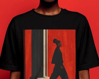 Afrocentric Black Girl Walking Shirt: Melanin Travels Fashion Tee