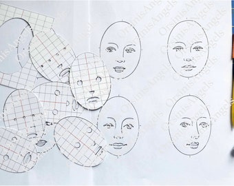 Drawing Medium Faces Template Grid by Marla Niederer Digital Instant Downloadable PDF for personal use only