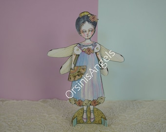 Estelle an Original Articulated Paper Doll Fairy instant digital download by Marla L. Niederer for art journaling, junk journaling