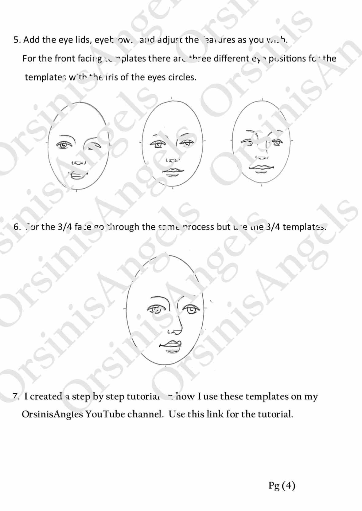 Drawing Medium Faces Template Grid by Marla Niederer Digital Instant ...