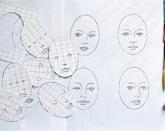Drawing Large Faces Template Grid by Marla Niederer Digital Instant Downloadable PDF for personal use only