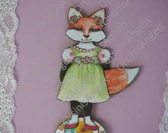 Little Fox an Original Articulated Paper Doll instant digital download by Marla L. Niederer