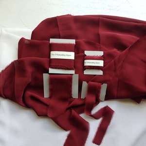Ron Burgundy High End Silk Chiffon Ribbon; 10 ft Long (120"/ 3.3 yards);  One Continuous Piece; No Seams; Red, Maroon, Burgundy