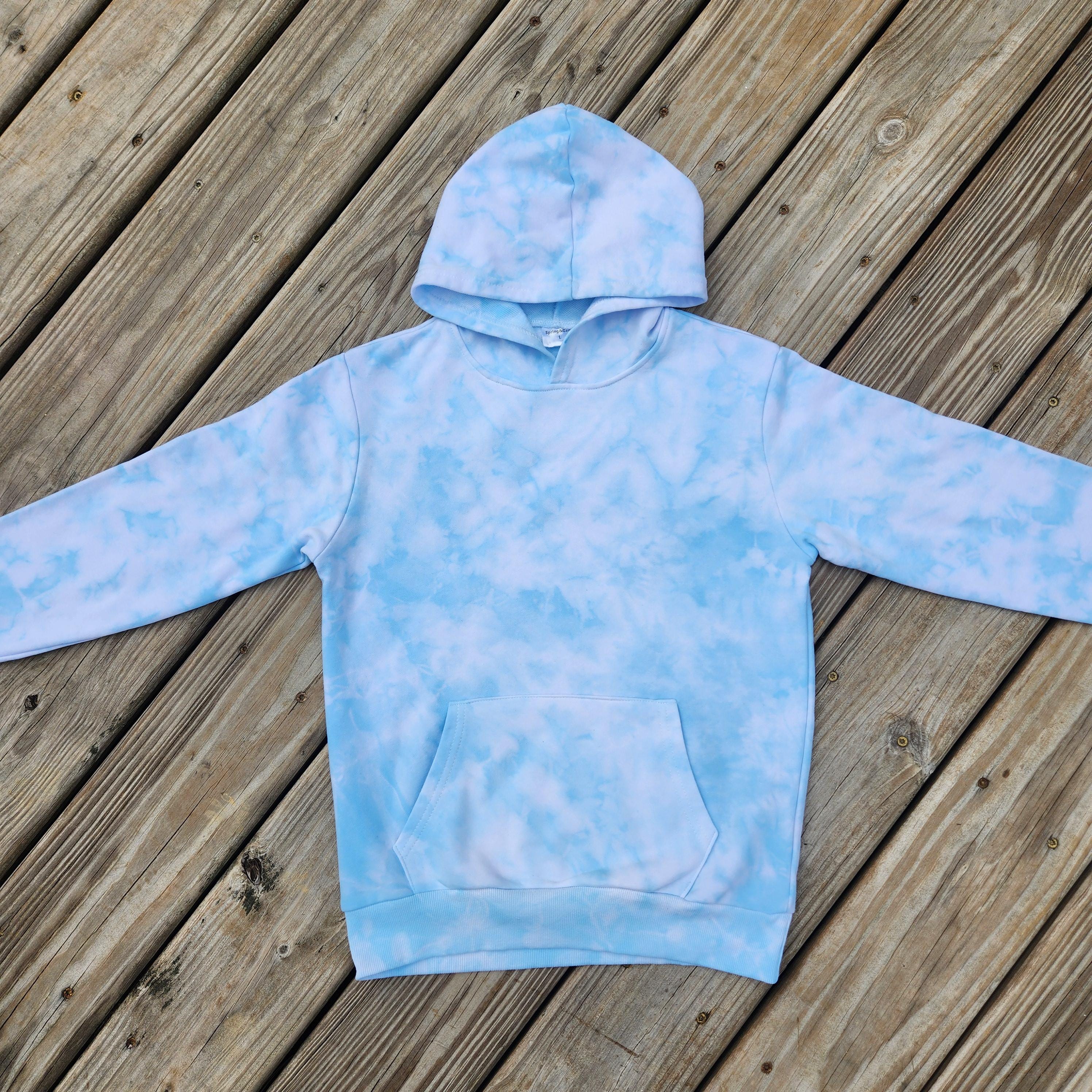Kids Size L Hoodie; Blue Skies Design; Lightweight Hoodie with Kangaroo Pouch