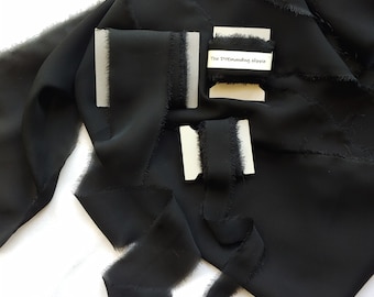 Basic Black High End Silk Chiffon Ribbon; Over 5 YARDS Long; 15 ft 8 in;  One Continuous Piece