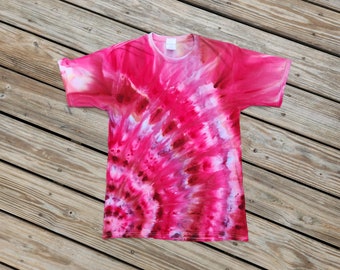 Unisex Size S Pink Ice Dye T-shirt: Hand Dyed Cotton