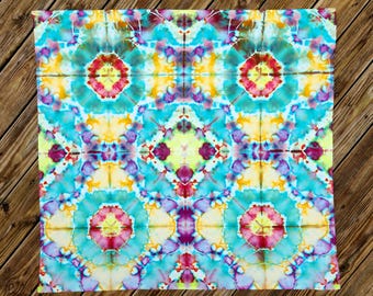 Hand Dyed Kaleidoscope Tapestry: 100% Cotton Wall Art (40x41)