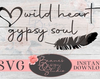 corazón salvaje alma gitana diseño SVG / boho hippie diseño SVG / diseño de calcomanías para computadora portátil / diseño de calcomanías para MacBook SVG / diseño de corte cricut