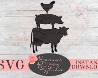Chicken Pig Cow SVG / Chicken Cow Pig design / Farmhouse SVG Design / Cute Farmhouse cut designs / SVG files for Cricut