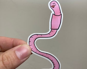 Winking Worm Sticker