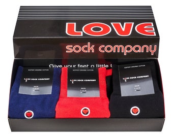 Love Sock Company Premium 98% Organic Cotton Men's Dress Socks Solids Gift Box