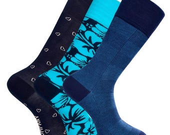 Men's Organic Cotton Mid-Calf Dress Socks (3-Pack) - Seamless, Stay-Up Comfort -Florence