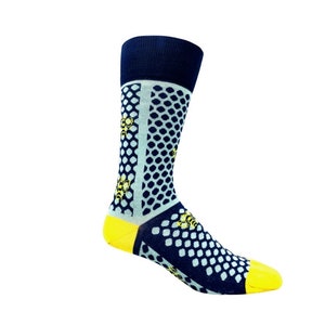Patterned socks | Men&#39;s socks | Organic cotton socks | Premium men socks | Casual socks for men | Soft socks | Baby blue socks | Bee Dots