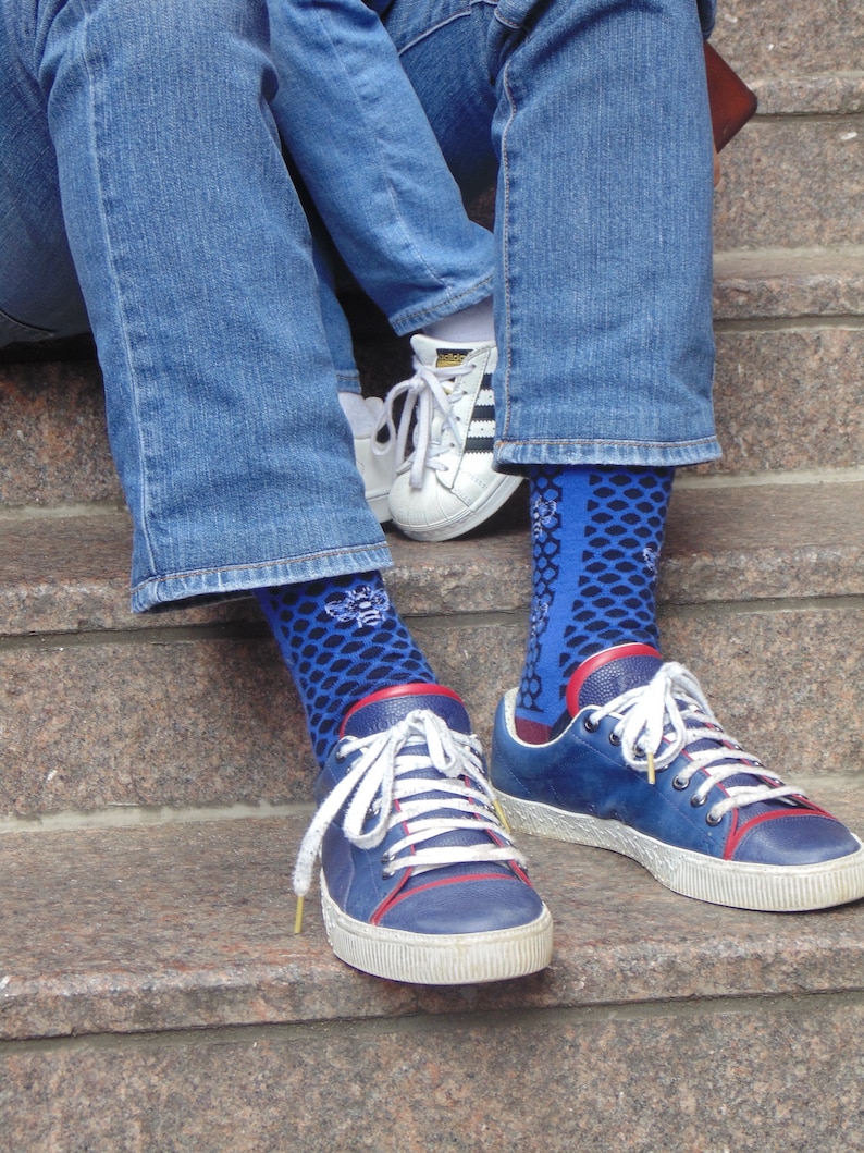 Organic cotton socks Patterned socks Casual socks for men Premium men socks Men/'s socks Bee design socks Soft socks Bee Dots