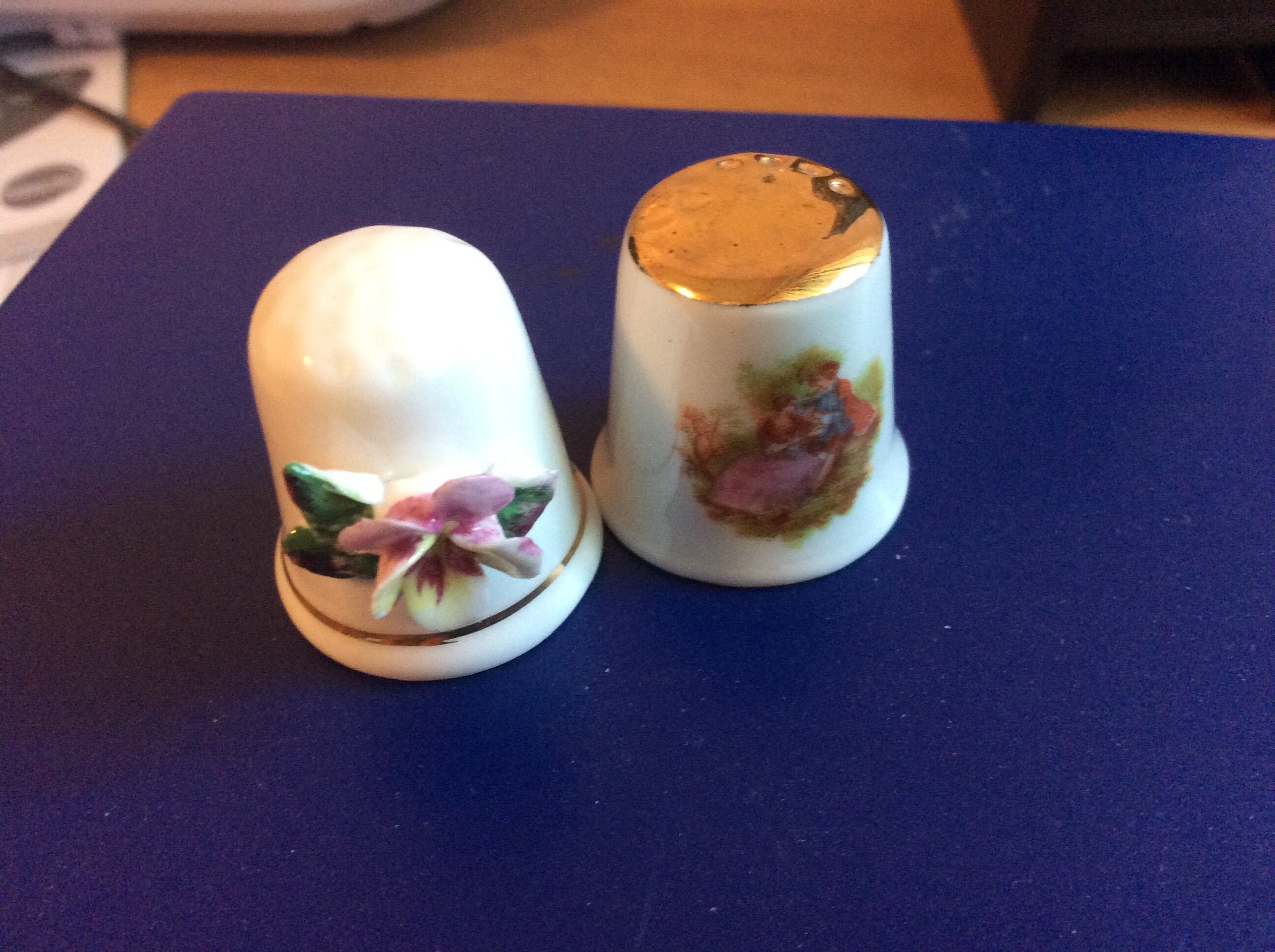 Porcelain Collectible Thimbles pair Etsy