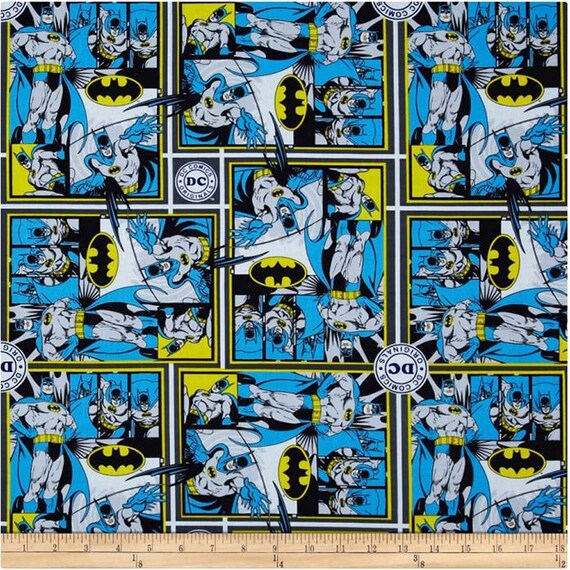 5 YARDS BATMAN LOGO FABRIC SUPERHERO DC COMICS 100/% COTTON ROPE CAMELOT COTTONS