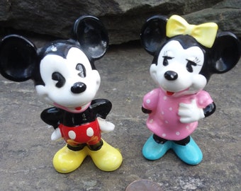 Vintage Mickey and Minnie Mouse Ceramic Figurines, Walt Disney Productions Japan
