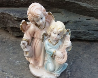 Vintage Fontanini Depose Angel Cherub Musicians Figurines,  Handpainted Italy