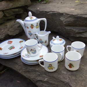 Vintage Porcelain Rudolstadt Happifats Child's Doll Tea Set, Germany