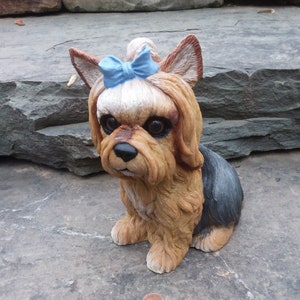 Vintage Art Line Yorkshire Terrier Dog Figurine, Yorkie Large Hard Plastic or Resin, 1996