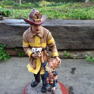 Vintage Red Hats of Courage Firefighter Safe & Sound Figurine, Vanmark, 1997 Ltd Edition