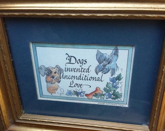 Vintage Dogs Invented Unconditional Love Framed Mini Print
