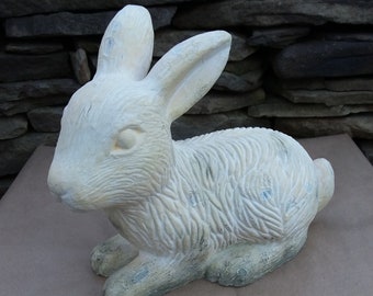 Vintage White Ceramic Bunny Rabbit Statue: Spring Garden Decor