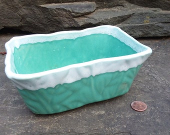 Vintage UPCO Mint Green with White Drip Edge Rectangular Planter, Mid Century UPCO 121-6 USA