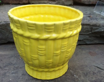 Vintage Bright Yellow Large Ceramic Planter, California Original 1014, USA