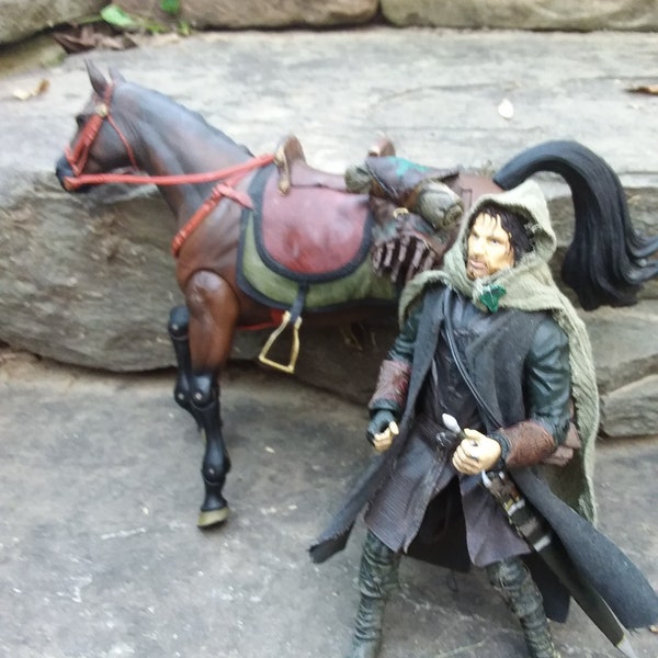 Vintage Lord of the Rings,Aragorn and Brego Action Set, The Two Towers Toy Biz