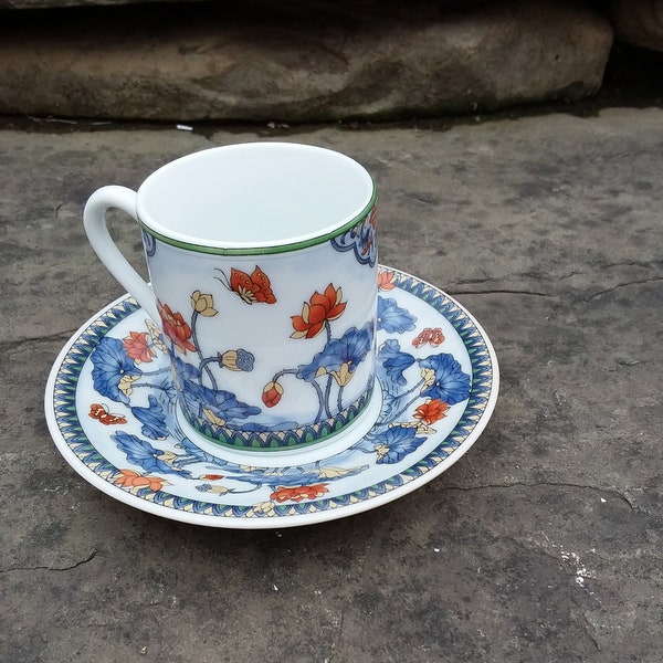 Vintage Porcelain Andrea by Sadek Demi-tasse Cup and Saucer, Floral Sadek Cup and Saucer, Japan