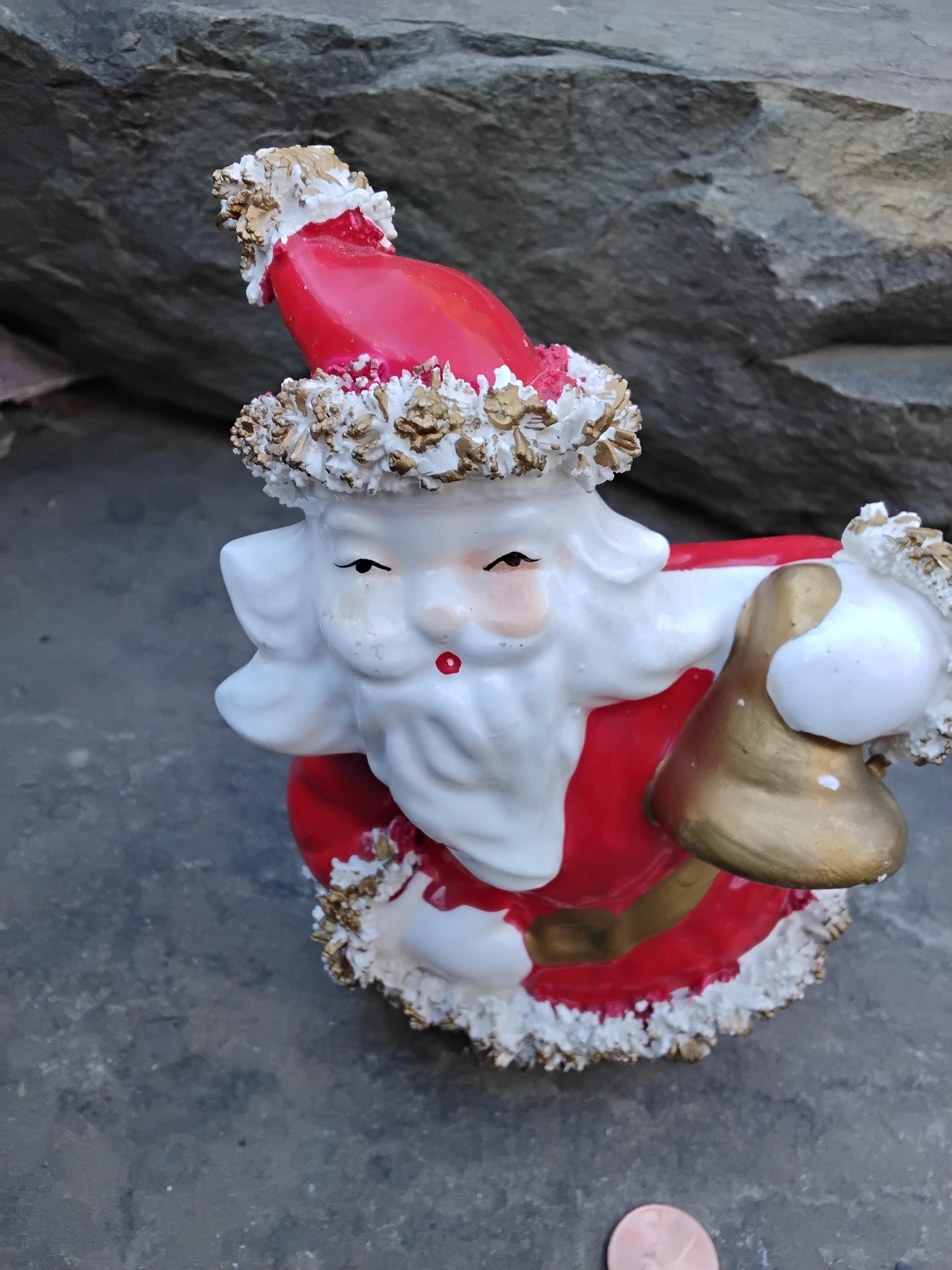 Vintage Porcelain Spaghetti Santa With Bell, Made in Japan, 1960s