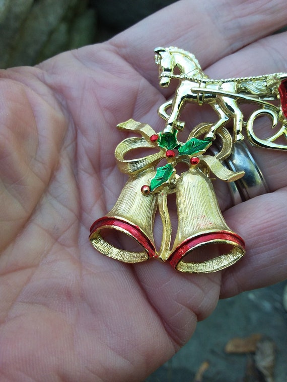 Vintage Christmas Brooches by Gerry, Christmas Sl… - image 2