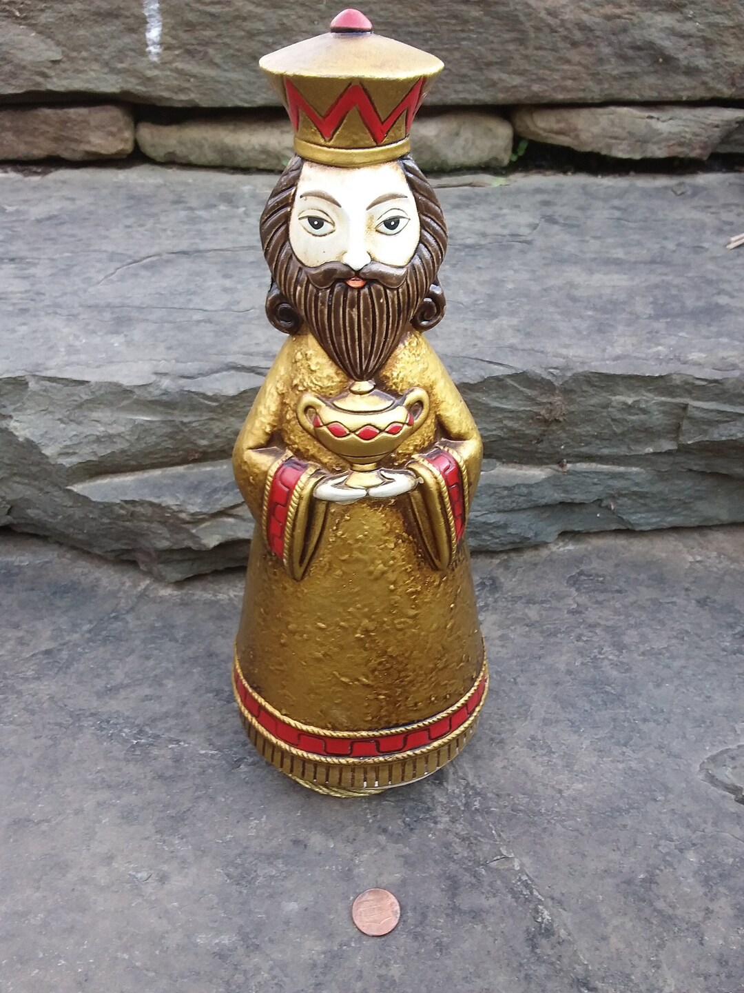 【みっき さま】antique ❀ パピエマシェの 葡萄 オーナメント Vintage Christmas Wiseman Music Box, Gold Paper Mache, Made in