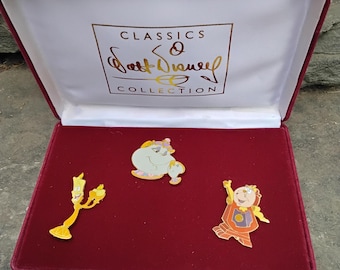 Vintage Disney Beauty and the Beast Pins, Boxed Set from The Walt Disney Classic Collection, 2001