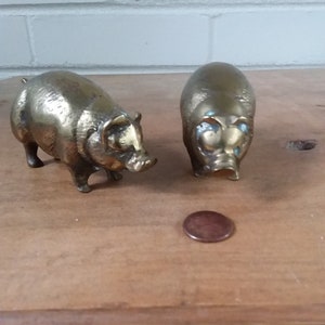 Vintage Set of 2 Brass Pig Figurines